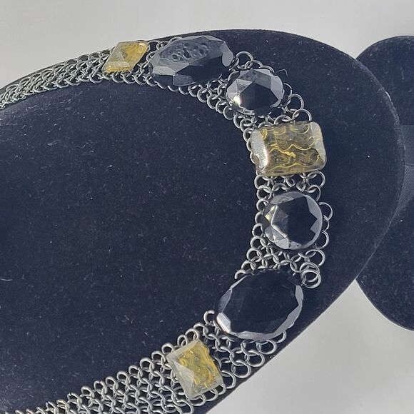 Artisan Black silver chainmaile chain mail Necklace with Intricate Design - Picture 1 of 5
